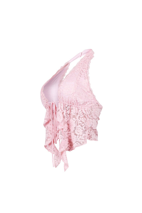 Flora Floral Lace Halter Crop Top